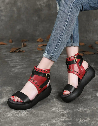 Summer Leather Platform Sandals Boots Ada Fashion