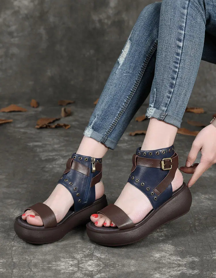 Summer Leather Platform Sandals Boots Ada Fashion