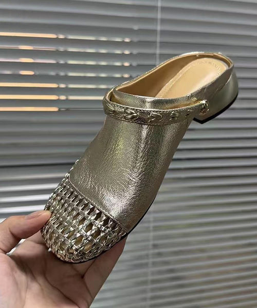 Slide Faux Hollow Summer Leather Black Sandals Out Woven New FashionChic