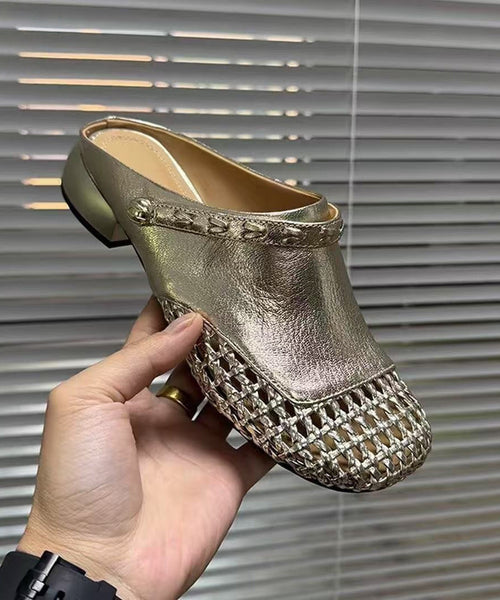 Slide Faux Hollow Summer Leather Black Sandals Out Woven New FashionChic