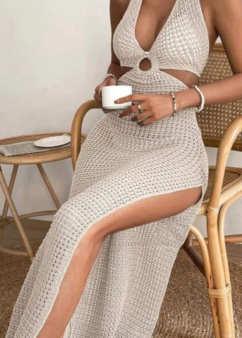 Summer New Sexy Hollow Out Knitted Swimwear Cover Up VC028 WM-Beach-LYQ240615