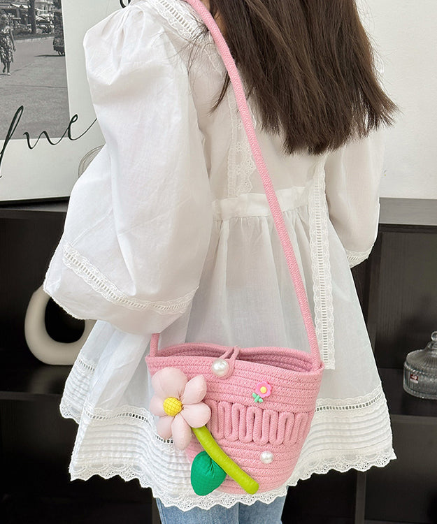 Summer Pink Floral Cute Mini Woven Messenger Bag IU019 Bag-BGS240803