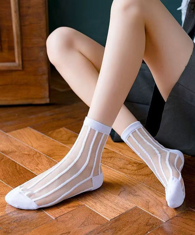 Summer Thin Jacquard Transparent Mesh Mid Length Socks KJ045 WZ240714