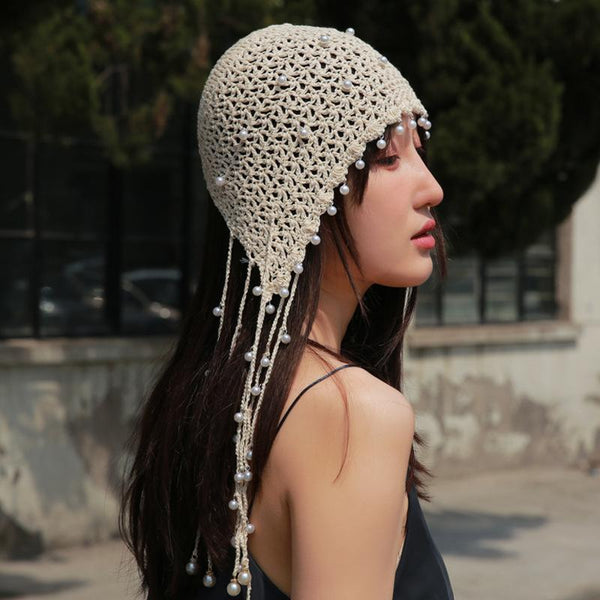 Tassel Pearl Cotton Handmade Knitted Hat OP1021 bestseller