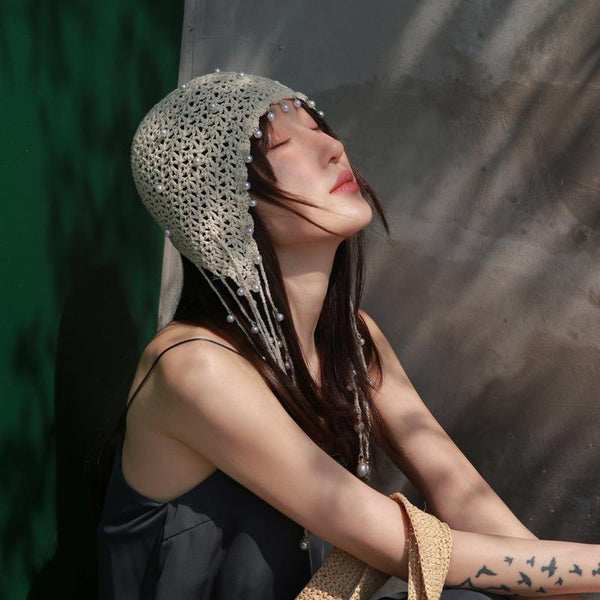 Tassel Pearl Cotton Handmade Knitted Hat OP1021 bestseller