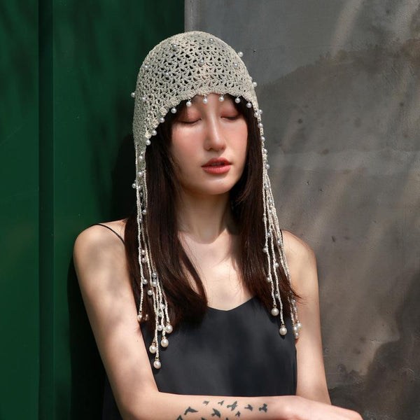 Tassel Pearl Cotton Handmade Knitted Hat OP1021 bestseller