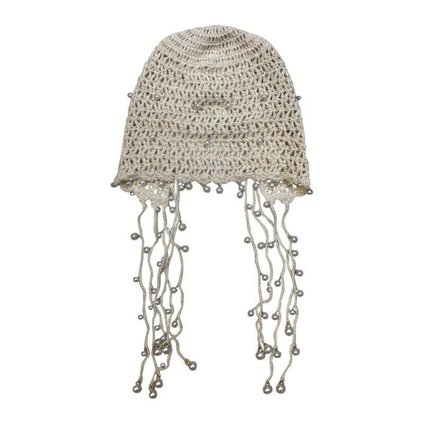 Tassel Pearl Cotton Handmade Knitted Hat OP1021 bestseller