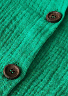 Tea Cotton Button Oversized Two Pieces Set Green Summer FashionChic