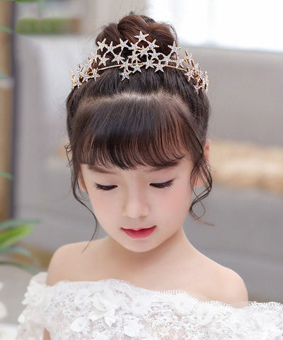 Unique Alloy Zircon Star Hollow Out Kids Crown IU036 TZ-FQ-HAI240802