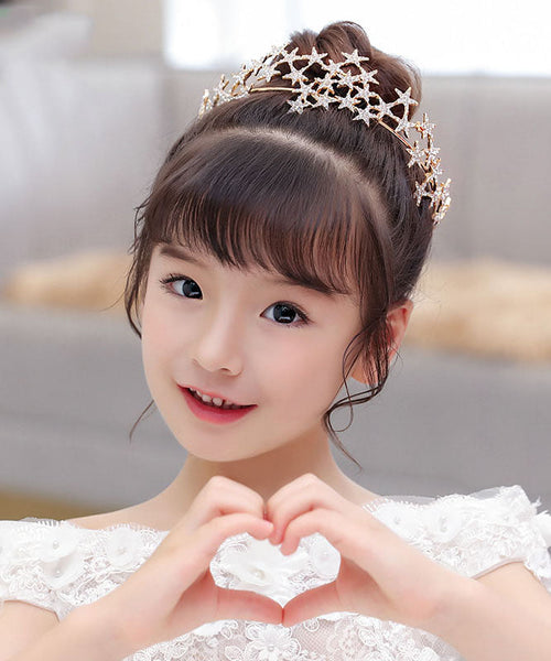 Unique Alloy Zircon Star Hollow Out Kids Crown IU036 TZ-FQ-HAI240802
