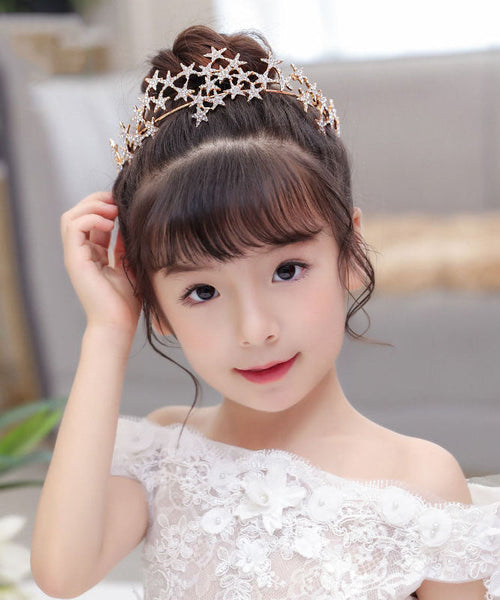 Unique Alloy Zircon Star Hollow Out Kids Crown IU036 TZ-FQ-HAI240802