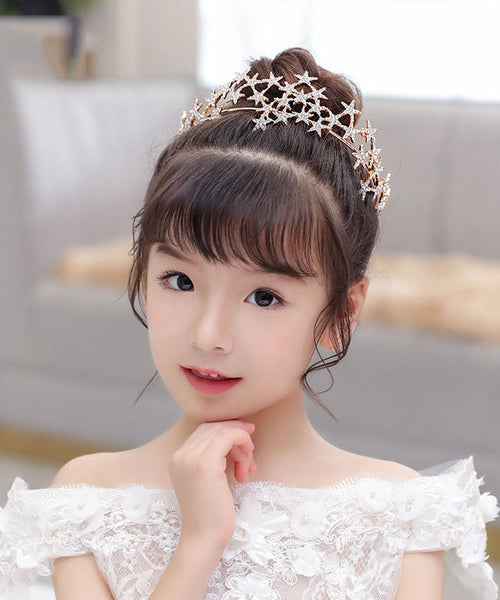 Unique Alloy Zircon Star Hollow Out Kids Crown IU036 TZ-FQ-HAI240802