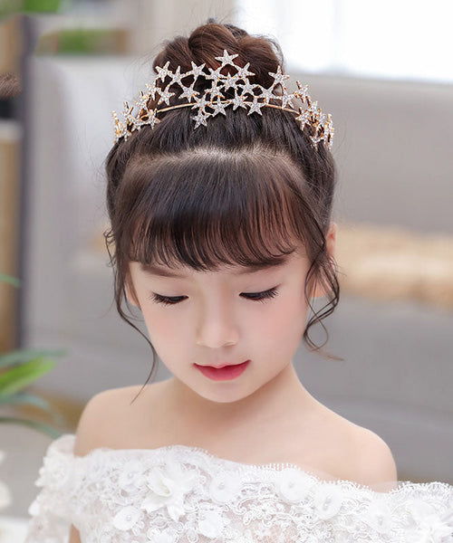 Unique Alloy Zircon Star Hollow Out Kids Crown IU036 TZ-FQ-HAI240802
