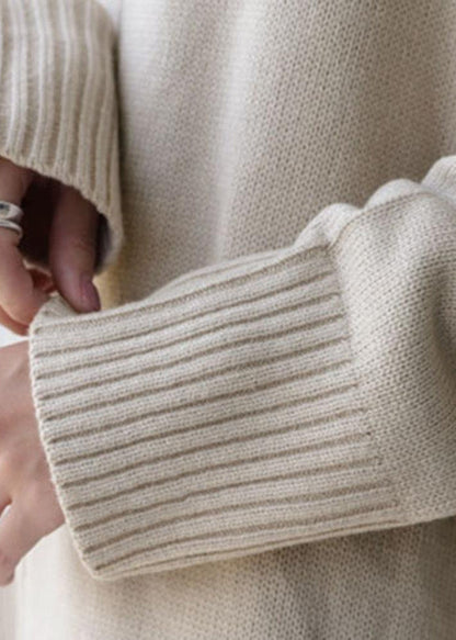 Unique Apricot Hign Neck Patchwork Knit Sweater Dress Fall WE030 HS-NSD241028