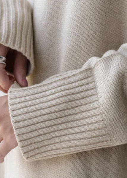 Unique Apricot Hign Neck Patchwork Knit Sweater Dress Fall WE030 HS-NSD241028