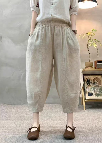 Oversized Crop Summer Apricot Unique Pants Linen FashionChic