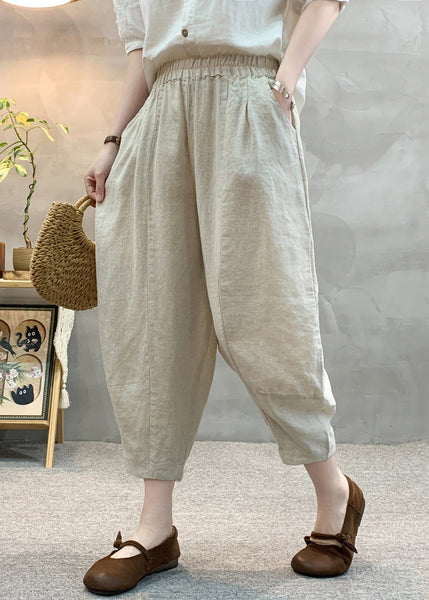 Oversized Crop Summer Apricot Unique Pants Linen FashionChic