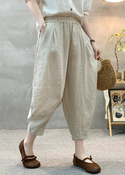 Oversized Crop Summer Apricot Unique Pants Linen FashionChic