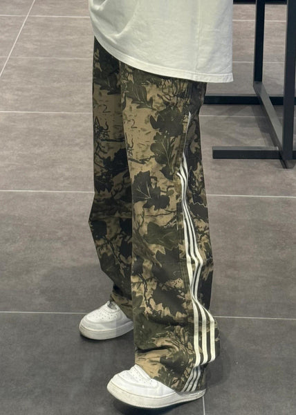 Green Trousers Pants Cotton Army Print Oversized Unique Mens FashionChic