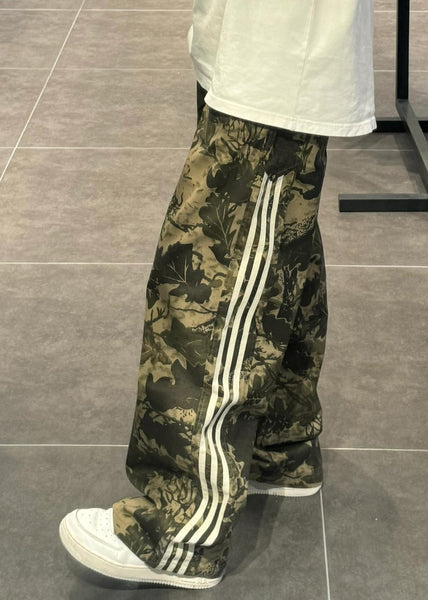 Green Trousers Pants Cotton Army Print Oversized Unique Mens FashionChic