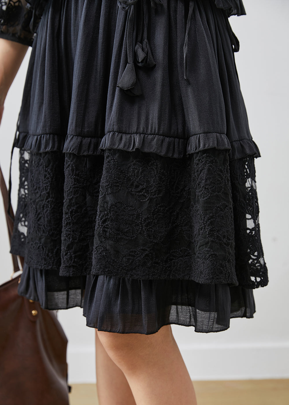 Unique Black Embroidered Floral Tulle Mid Dresses Summer AP1067 AM-SDM240904