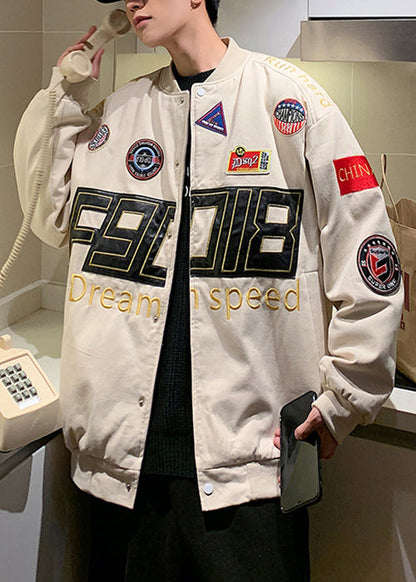 Spring Coats Cotton Black Unique Men TC006 Embroideried Patchwork