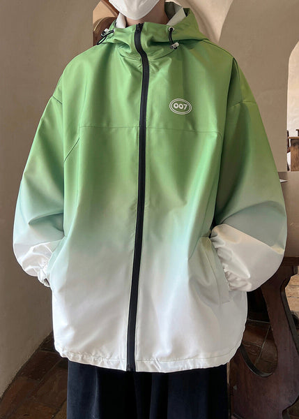 Coat Black Pockets Gradient Men Unique Cotton Color Spring Hooded FashionChic