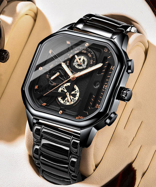 Watches Leather Unique Noctilucent Quartz Black Movement FashionChic