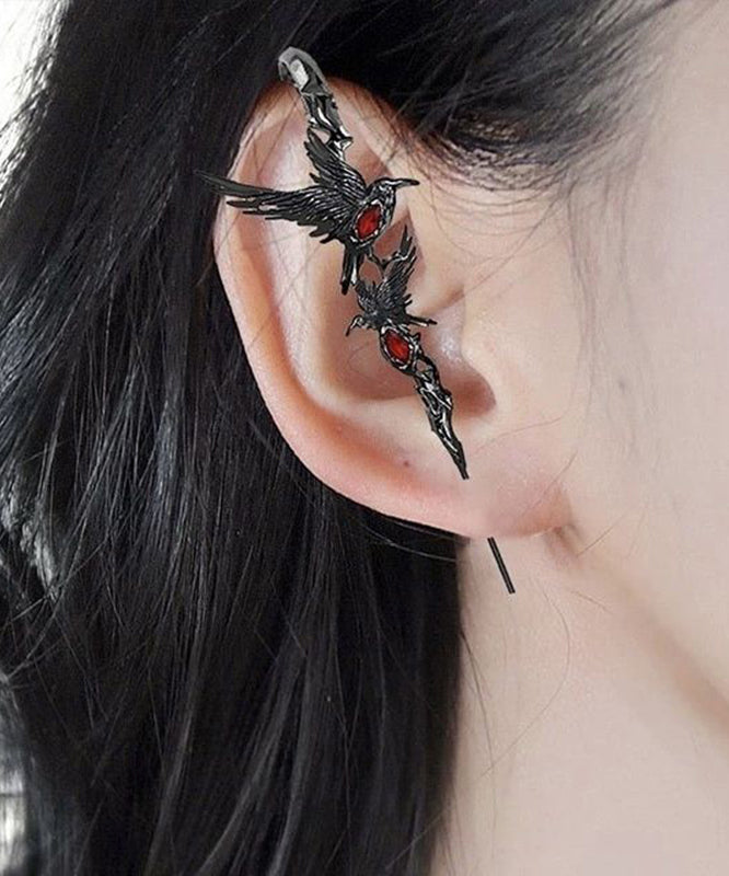 Unique Black Metal Agate Crow Stud Earrings WI039 JEW-EAR241105