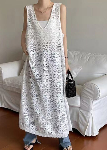 Hollow Out Oversized Black Lace Dress Unique Sleeveless FashionChic