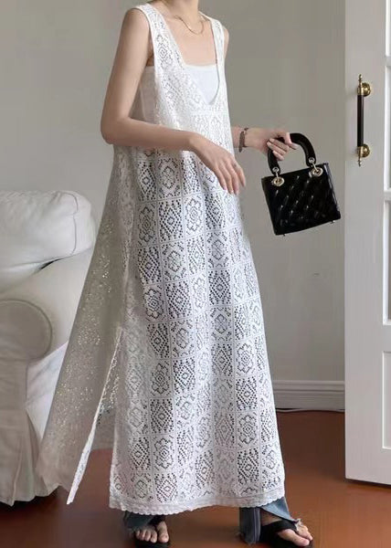 Hollow Out Oversized Black Lace Dress Unique Sleeveless FashionChic