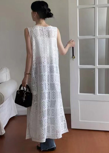 Hollow Out Oversized Black Lace Dress Unique Sleeveless FashionChic