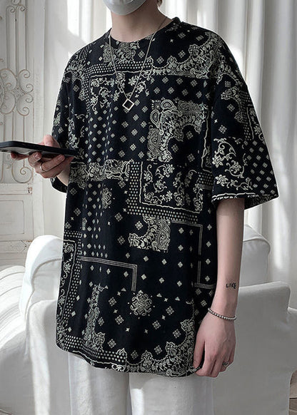 Unique Men Original Cotton T Black Half Print Shirts Design FashionChic