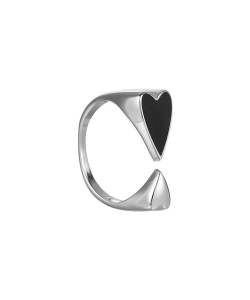 Rings Silver Sterling Open Love Unique Black FashionChic