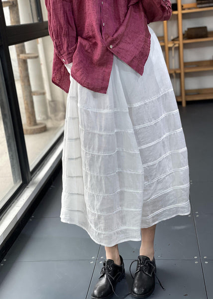 Unique Black Striped Patchwork Elastic Waist Maxi Skirts UU035 OM-MM240820