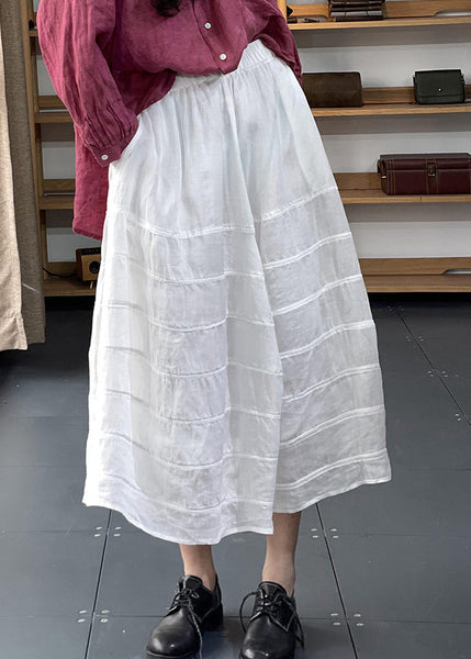 Unique Black Striped Patchwork Elastic Waist Maxi Skirts UU035 OM-MM240820