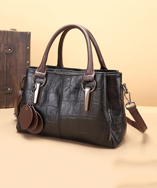 Unique Black Zippered Patchwork Faux Leather Messenger Bag UU1092 Bag-BGS240527