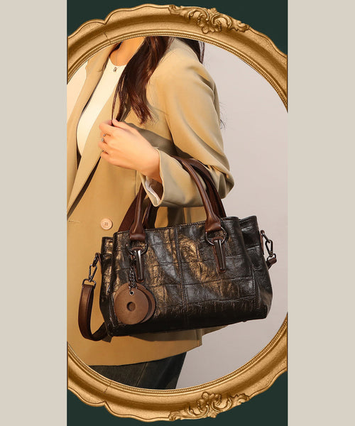 Unique Black Zippered Patchwork Faux Leather Messenger Bag UU1092 Bag-BGS240527