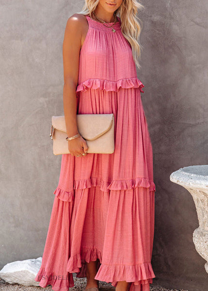 Unique Blue Ruffled Patchwork Holida Long Dress Summer VB1038 Ada Fashion