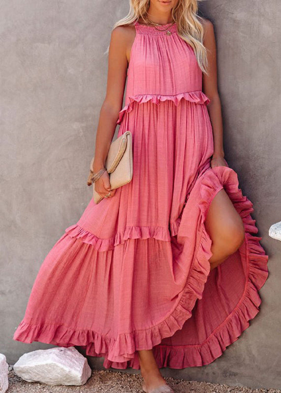 Unique Blue Ruffled Patchwork Holida Long Dress Summer VB1038 Ada Fashion