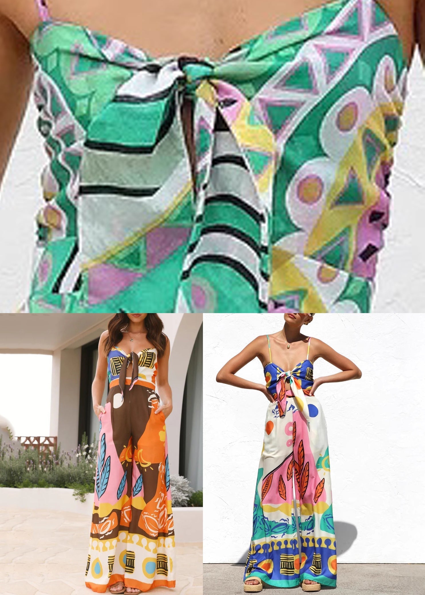 Neck Strap V Spaghetti Unique Jumpsuit Blue Sleeveless FashionChic