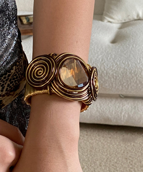 Unique Metal Wrap Alloy Cuff Brown FashionChic