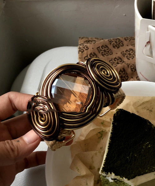 Unique Metal Wrap Alloy Cuff Brown FashionChic