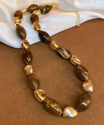 Unique Brown Sterling Silver Tiger Eye Stone Gratuated Bead Necklace QZ003 JEW-NLC241023