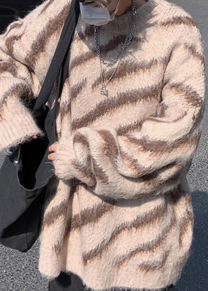 Unique Brown Striped Cozy Knit Men Sweaters Winter RC027 ABC