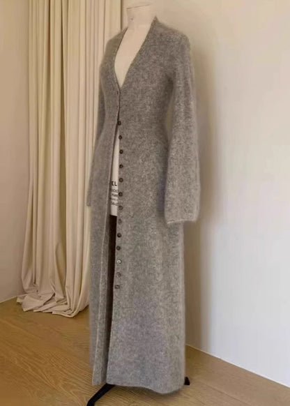 Unique Brown V Neck Button Mink Hair Knitted Cardigan Fall RL009 ABC