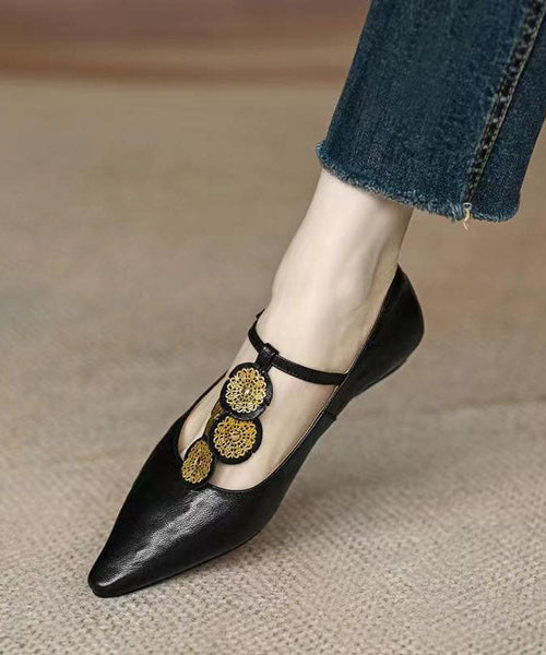 Unique Brown Wedge Heels Pointed Toe Buckle Strap DD1046 Shoe-PG240605