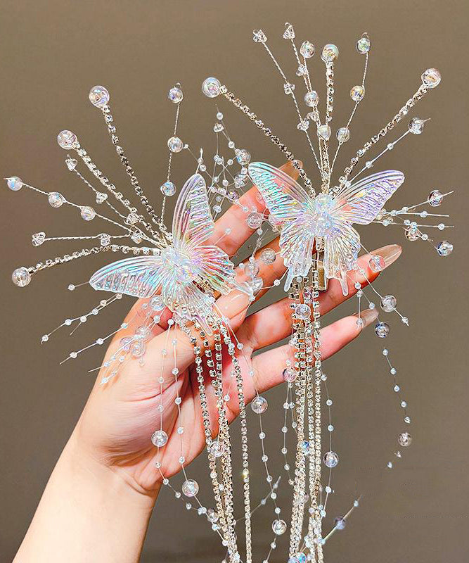 Unique Champagne Acrylic Butterfly Tassel Girls Hairpin YG031 ABC