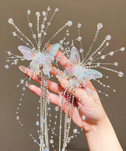Unique Champagne Acrylic Butterfly Tassel Girls Hairpin YG031 ABC