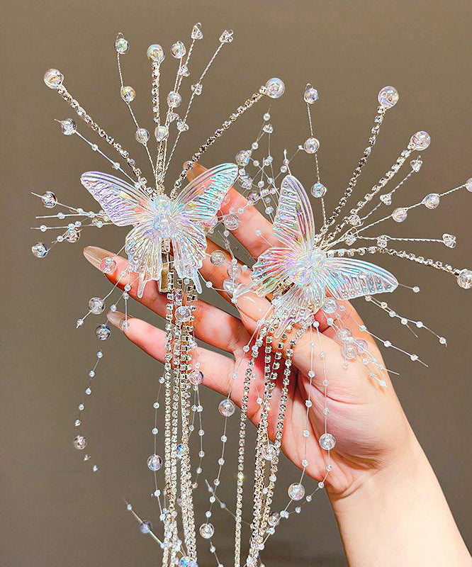 Unique Champagne Acrylic Butterfly Tassel Girls Hairpin YG031 ABC